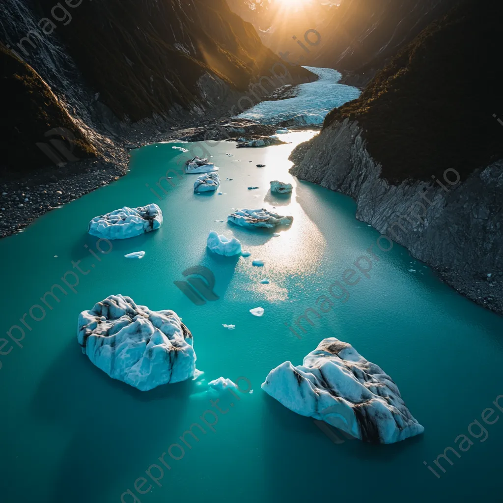 Formation of icebergs in a turquoise glacial bay - Image 3