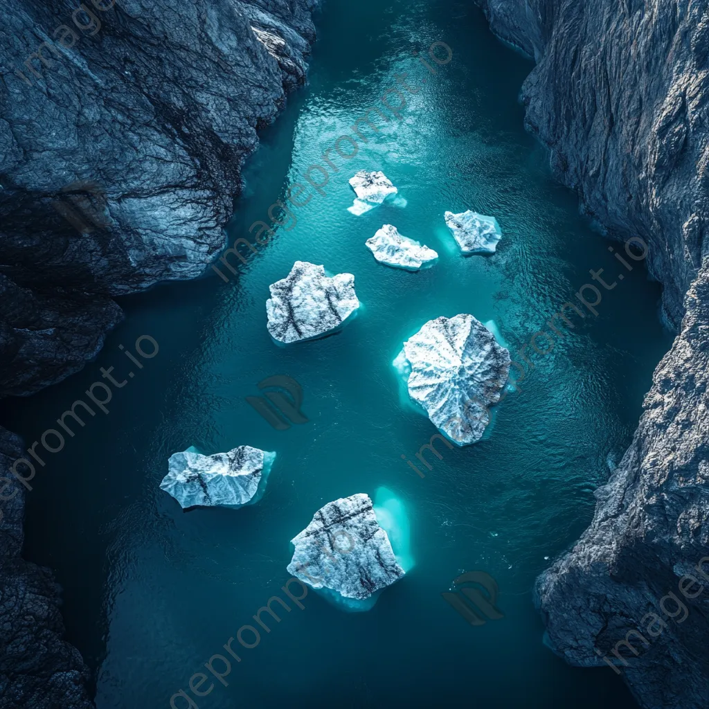 Formation of icebergs in a turquoise glacial bay - Image 4