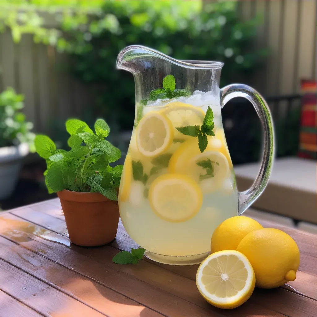 Refreshing lemonade pitcher with citrus and mint, shot on iPhone SE - Image 3