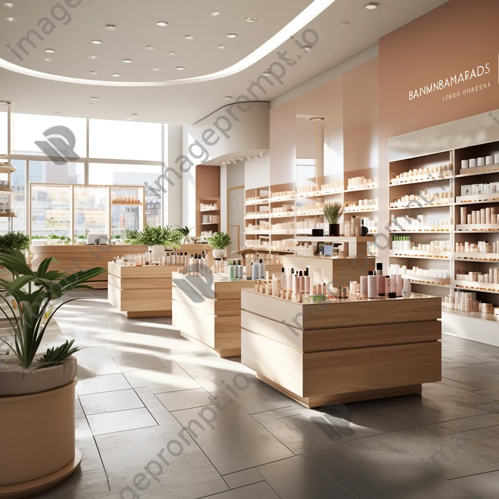 Interior of a luxury pharmacy with beauty brand displays - Image 3