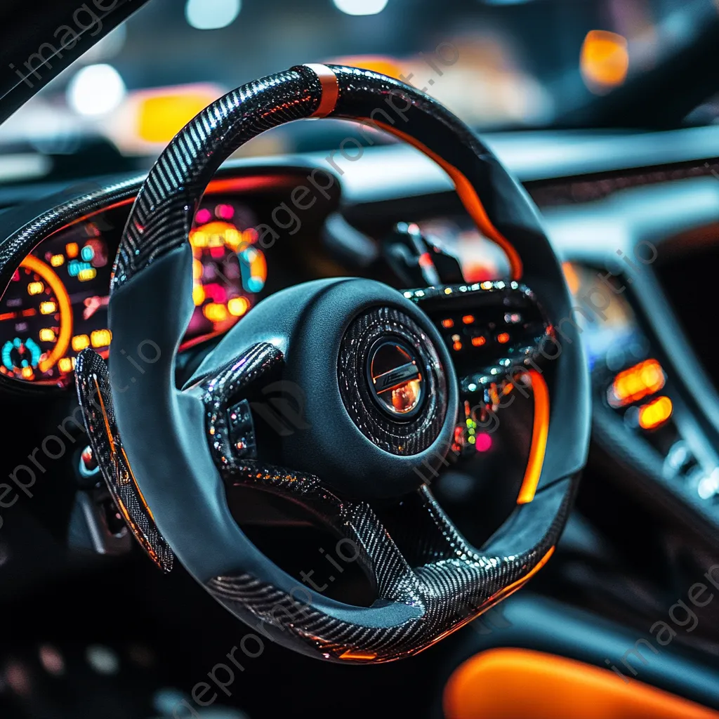 Close-up of a high-performance racing car steering wheel - Image 2