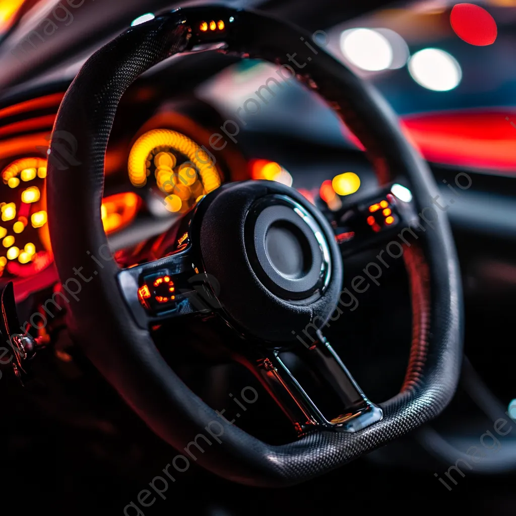 Close-up of a high-performance racing car steering wheel - Image 4