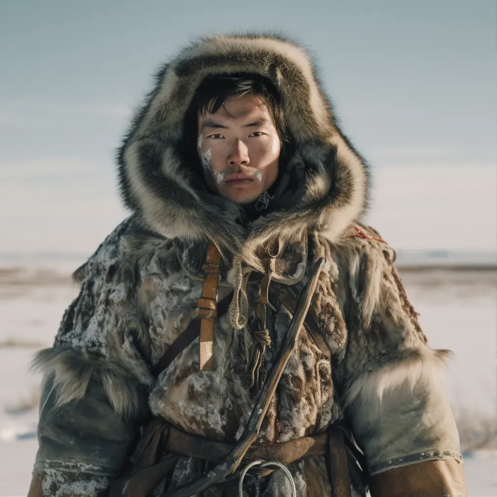 Inuit Sealskin Parka on Icy Tundra