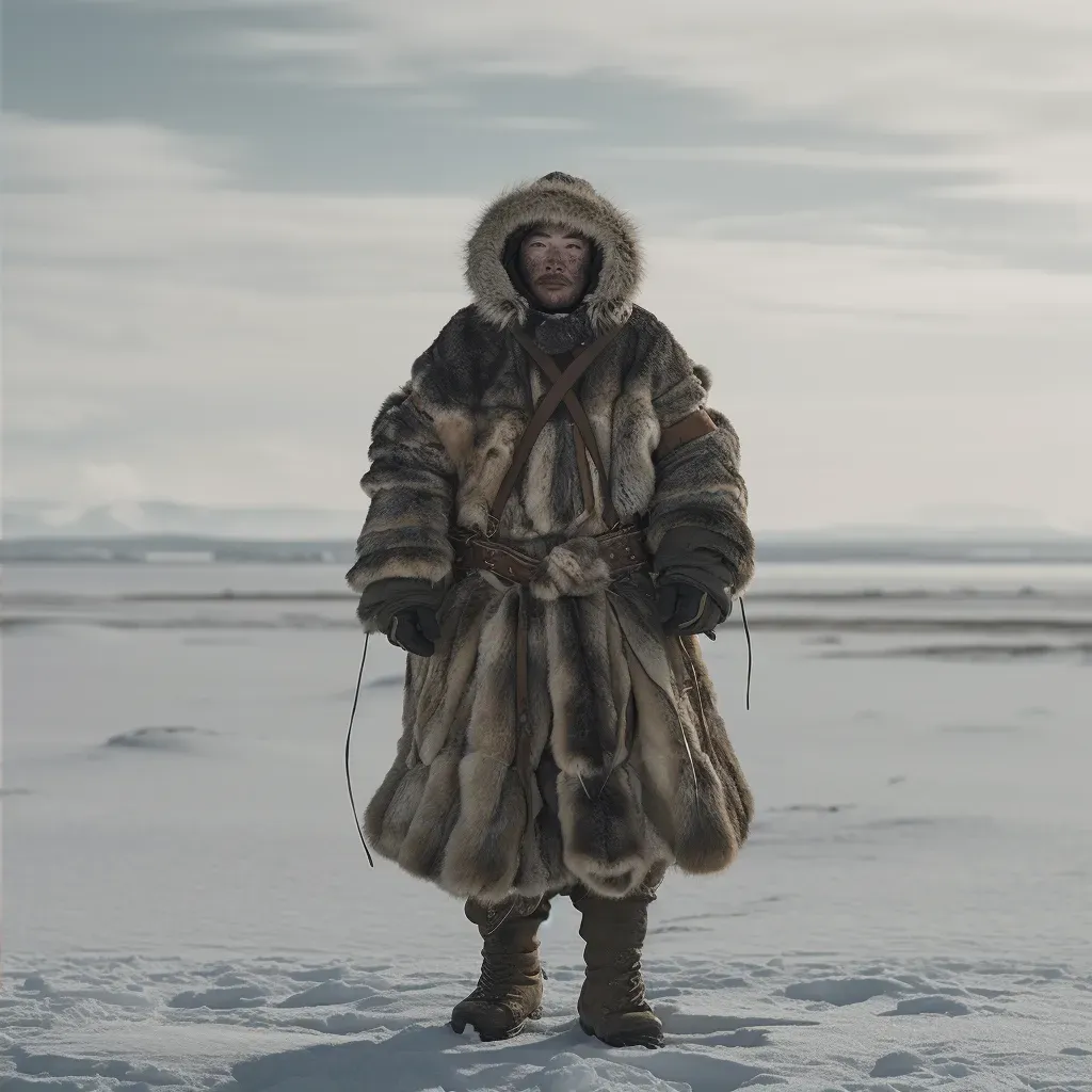 Inuit sealskin parka on icy tundra - Image 2