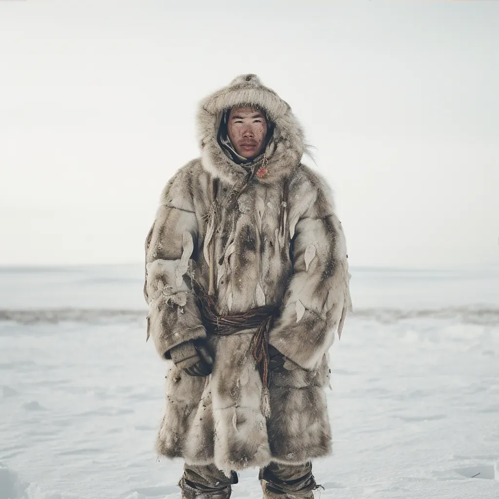 Inuit sealskin parka on icy tundra - Image 3