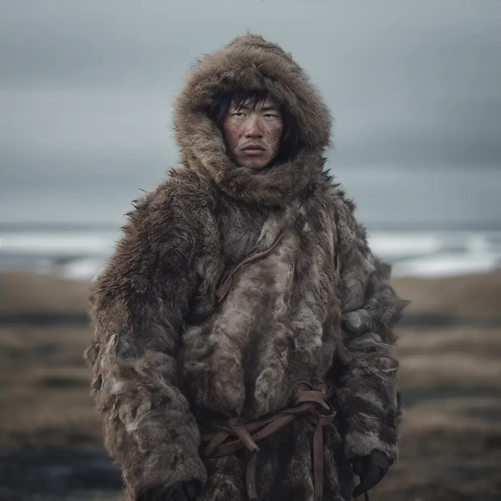 Inuit sealskin parka on icy tundra - Image 4