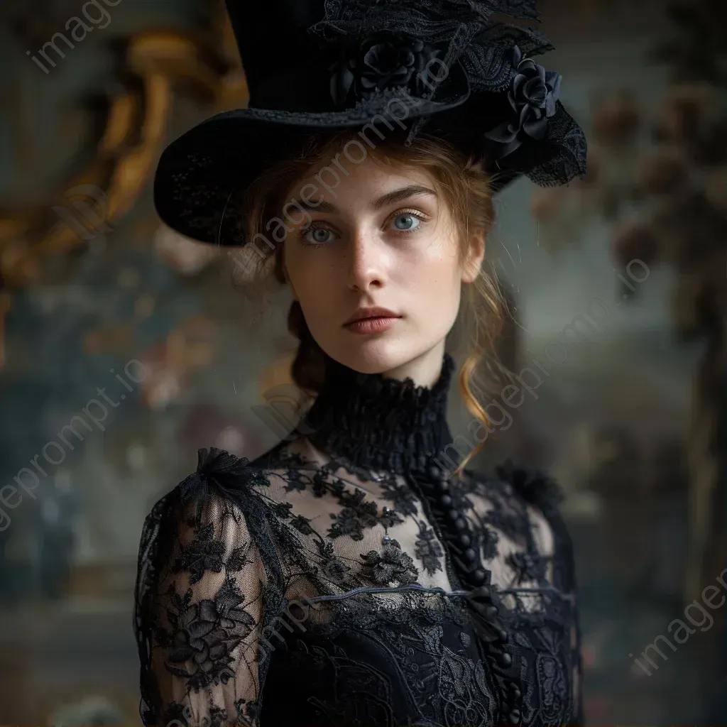 Victorian era fashion lace dresses and top hats - Image 1