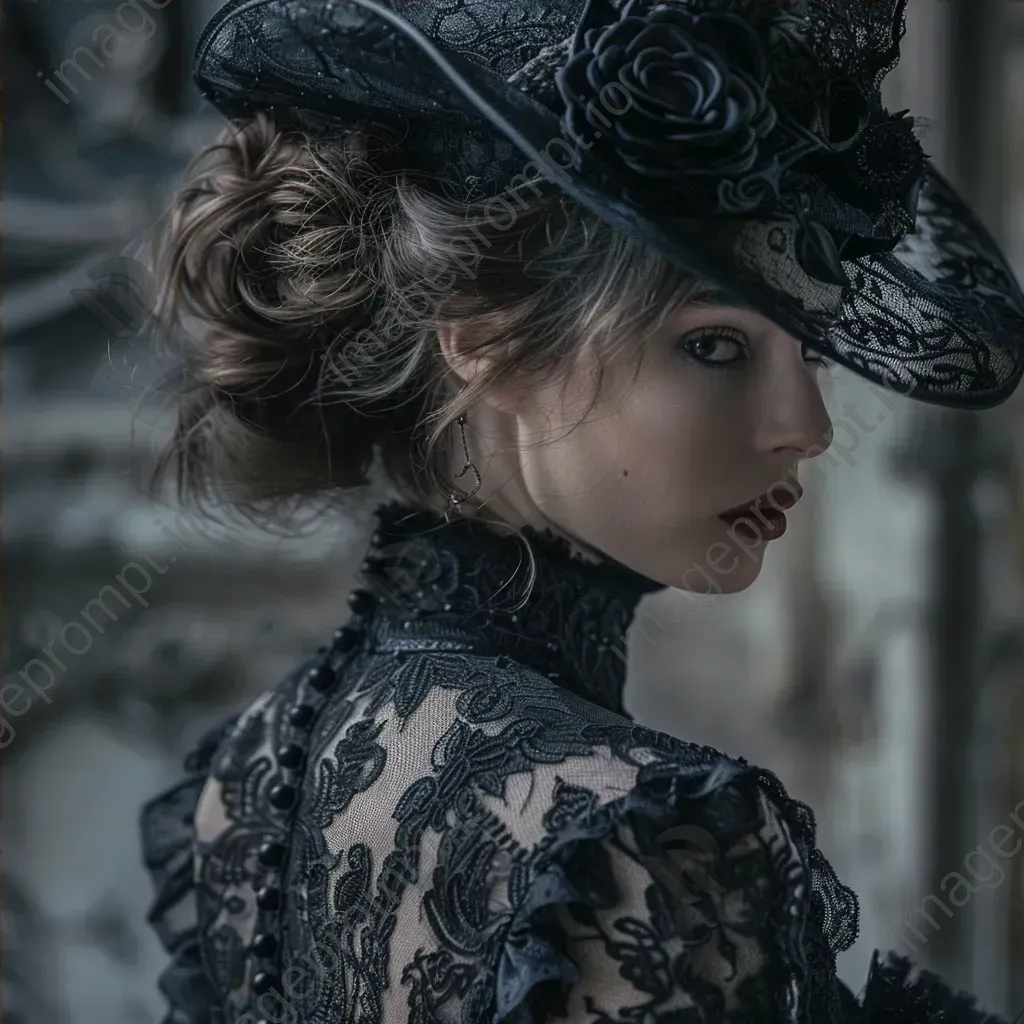 Victorian era fashion lace dresses and top hats - Image 4