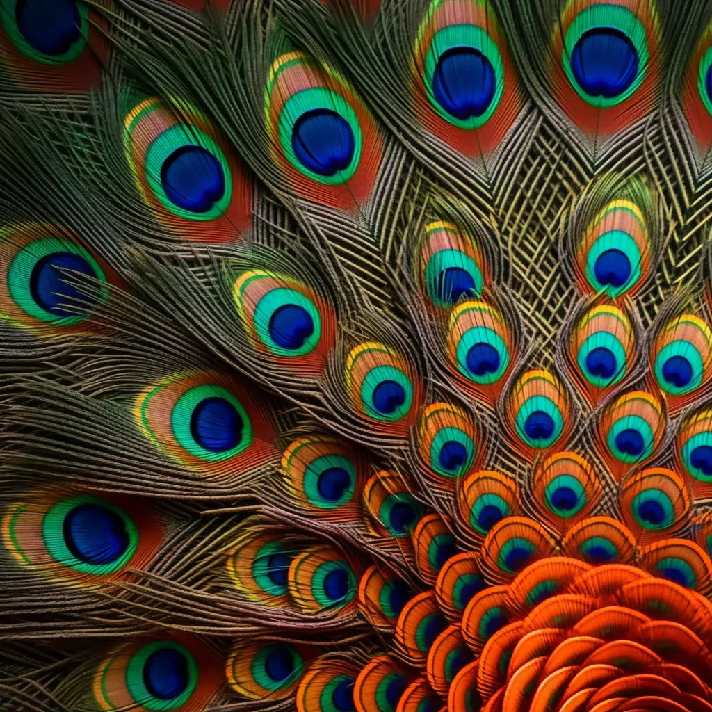 Peacock feather with geometric patterns - Image 1