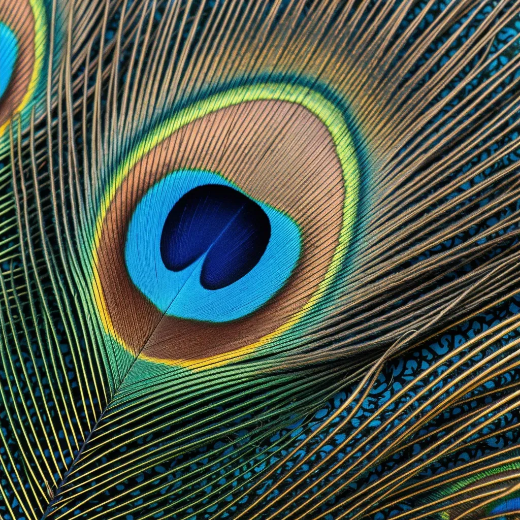 Peacock feather with geometric patterns - Image 2