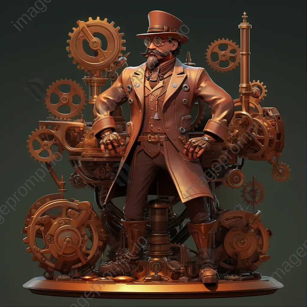 Low-poly steampunk inventor with detailed gear mechanisms - Image 1