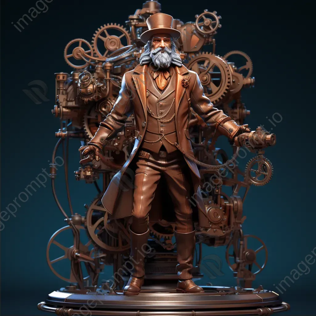 Low-poly steampunk inventor with detailed gear mechanisms - Image 2