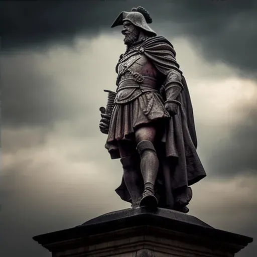 Dutiful soldier standing guard at war memorial under overcast sky - Image 4