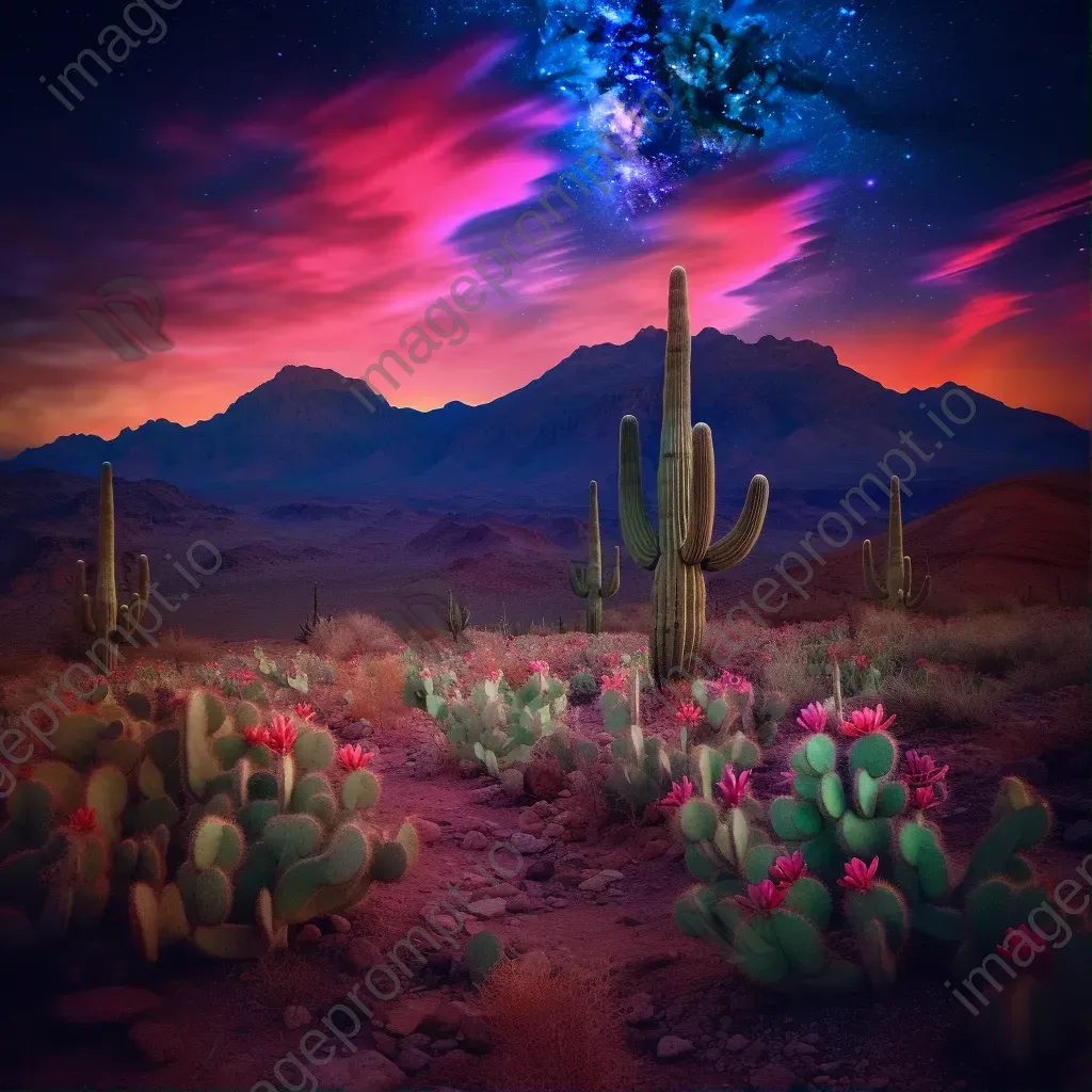 Vivid aurora borealis mountainous desert - Image 1