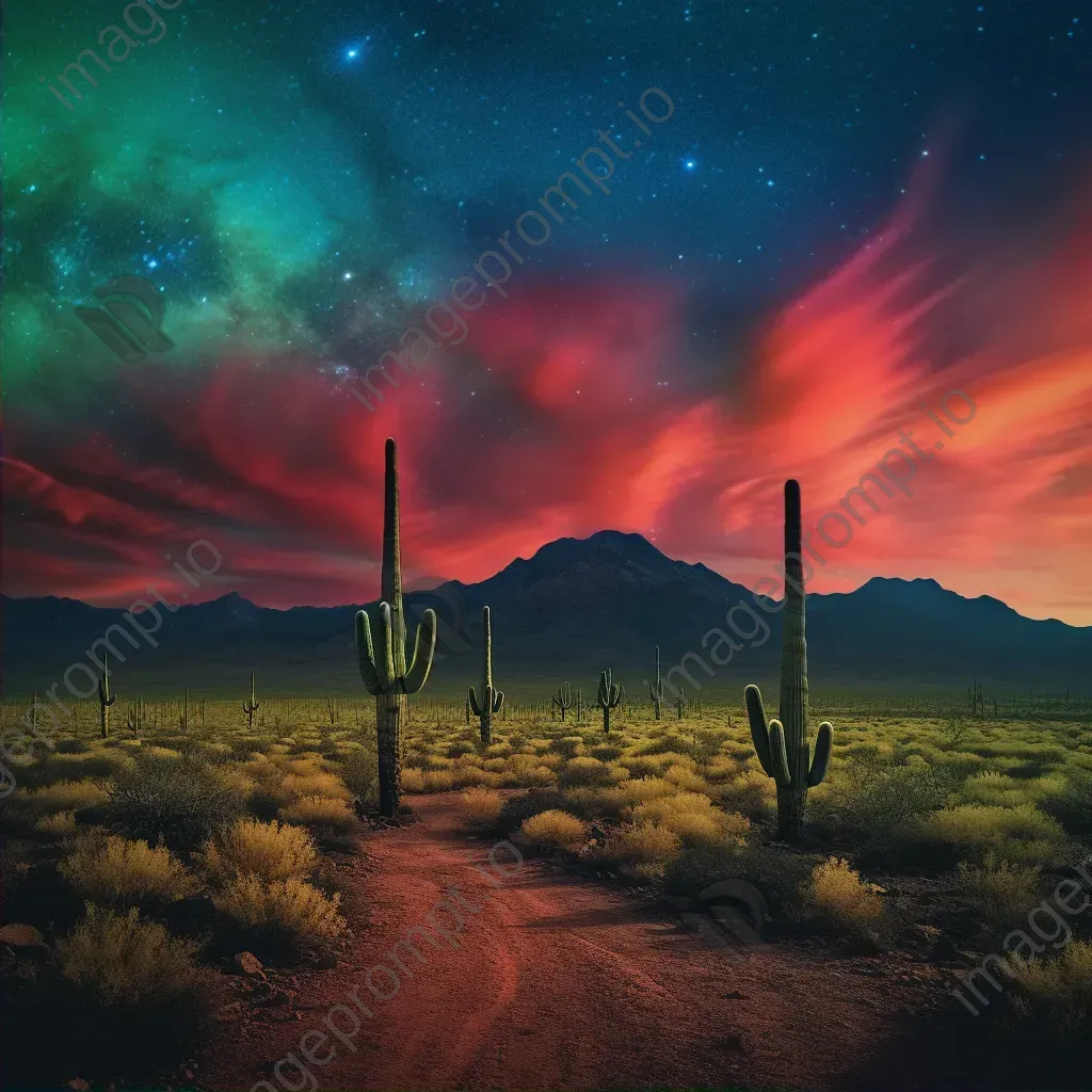 Vivid aurora borealis mountainous desert - Image 2