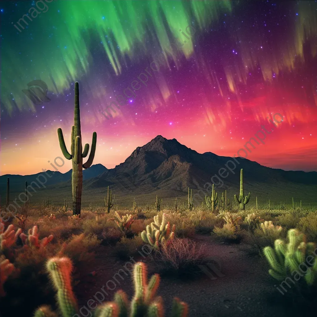 Vivid aurora borealis mountainous desert - Image 4