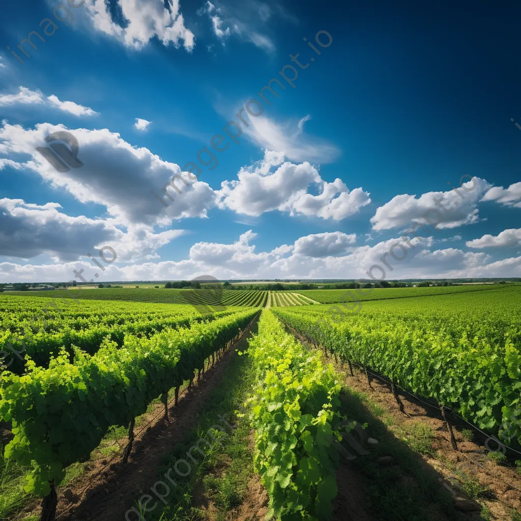 Expansive vineyard landscape with lush grapevines and blue sky. - Image 4