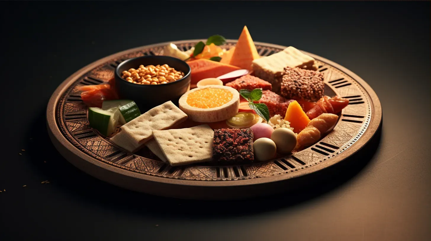 Middle Eastern mezze plate in low poly style with warm hues - Image 3