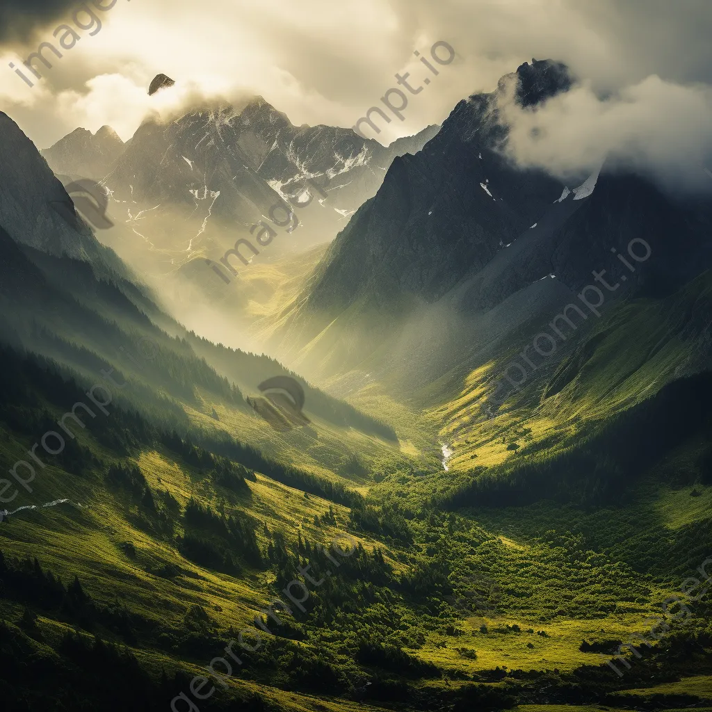 Foggy mountain peaks in a misty valley - Image 3