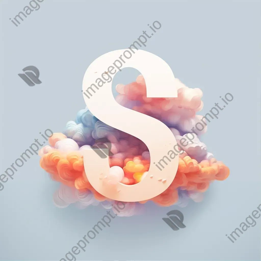 Cloud-shaped typography depicted in pastel-colored low poly style - Image 1