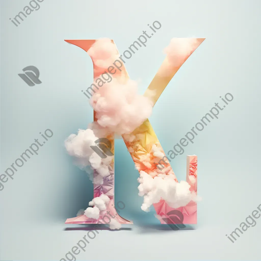 Cloud-shaped typography depicted in pastel-colored low poly style - Image 2