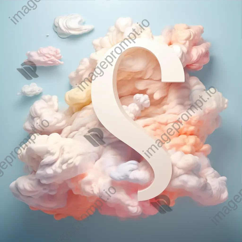 Cloud-shaped typography depicted in pastel-colored low poly style - Image 3