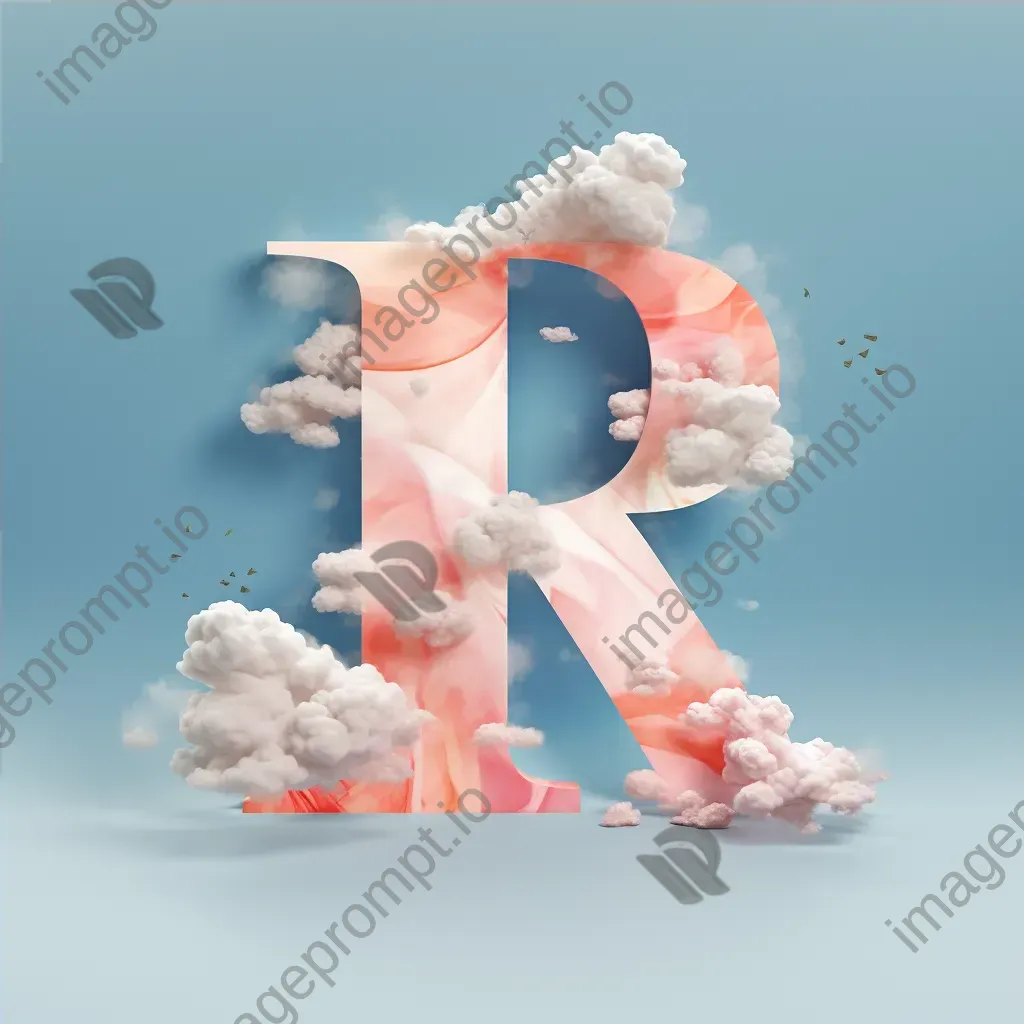 Cloud-shaped typography depicted in pastel-colored low poly style - Image 4