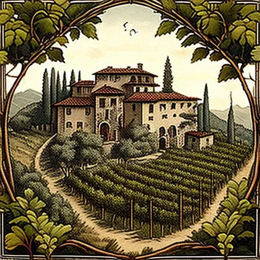 Italian vineyard with Indian architectural elements - Image 1