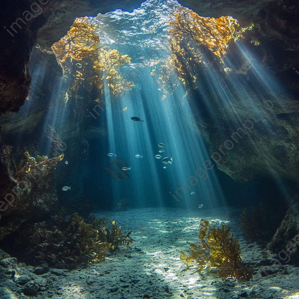 Underwater view of coastal cave with marine life - Image 3