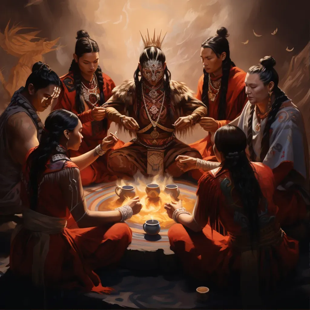 Image of Native American Indians participating in a traditional Chinese tea ceremony - Image 1