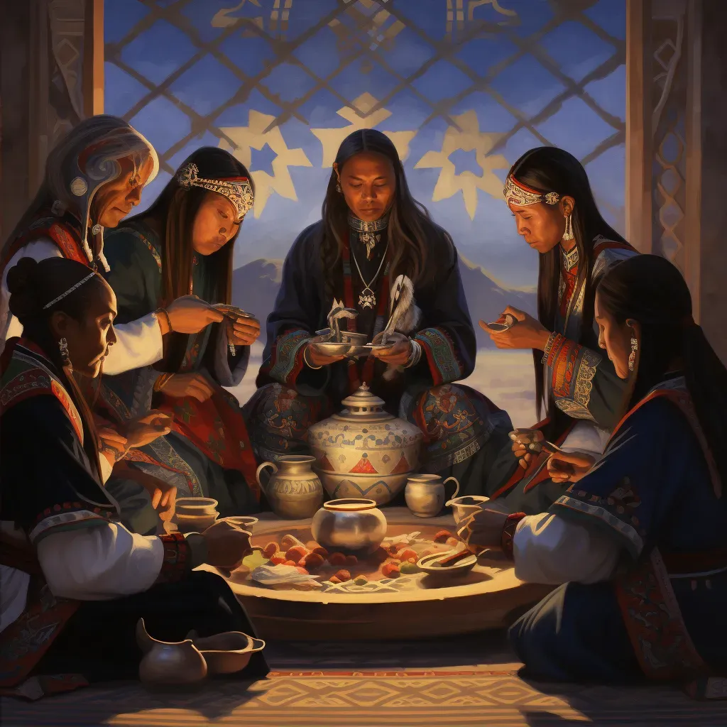 Image of Native American Indians participating in a traditional Chinese tea ceremony - Image 2