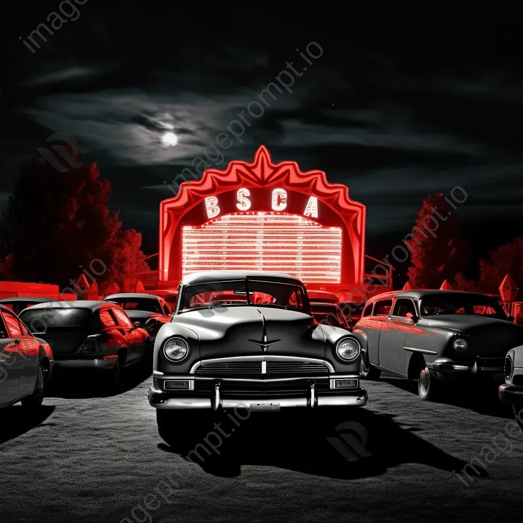 Digital art of a bustling 1950s drive-in movie theater - Image 2