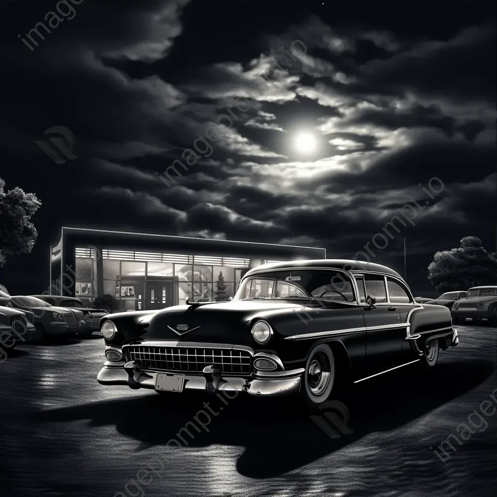 Digital art of a bustling 1950s drive-in movie theater - Image 3