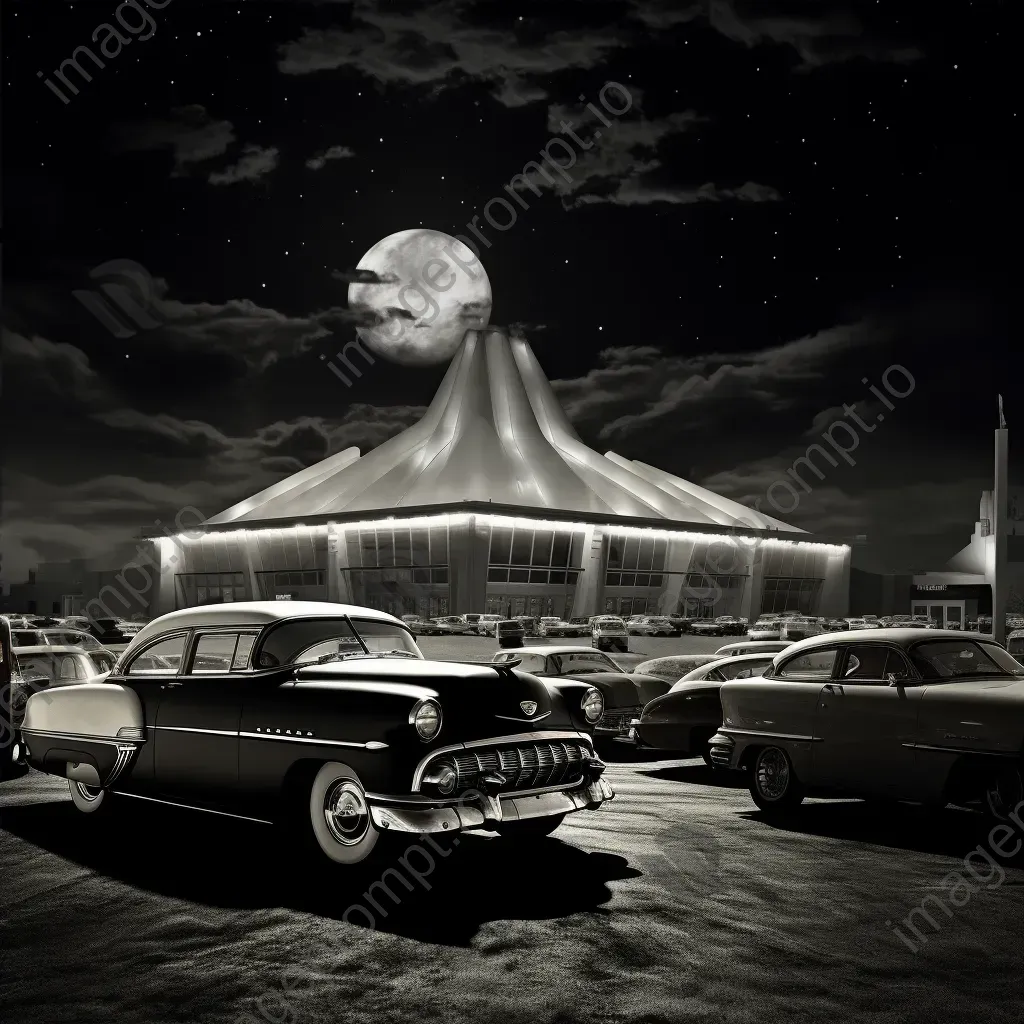 Digital art of a bustling 1950s drive-in movie theater - Image 4