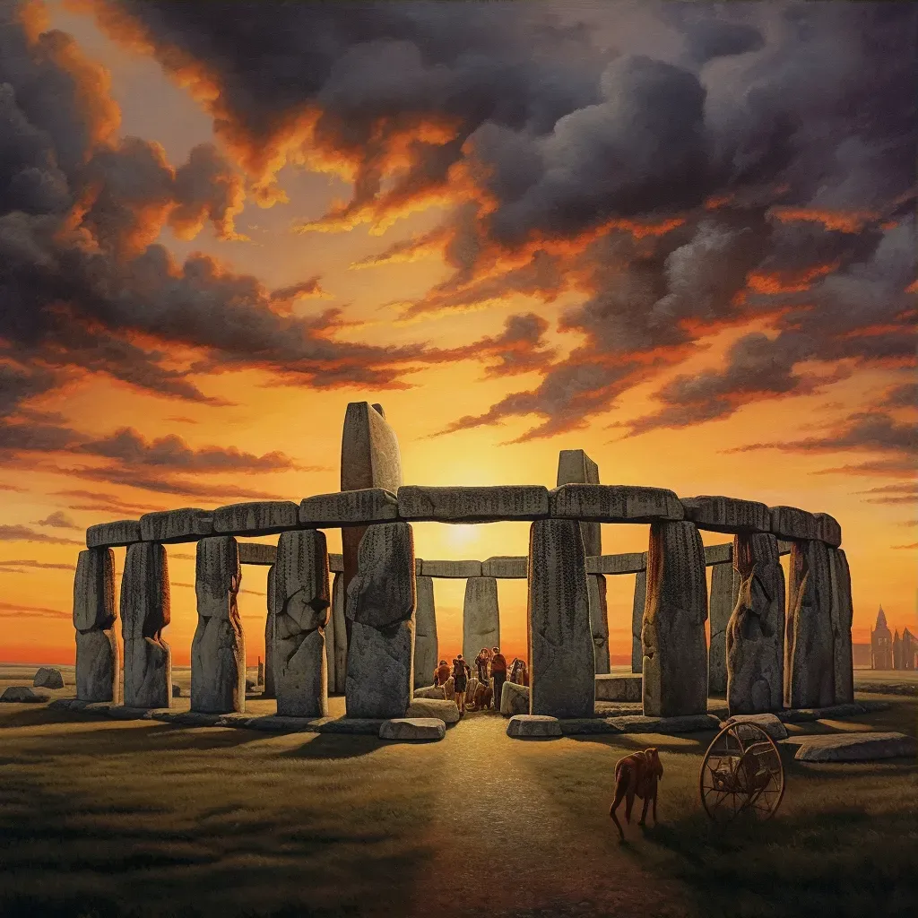 Stonehenge monument under a dramatic cloudy sky at sunset - Image 3