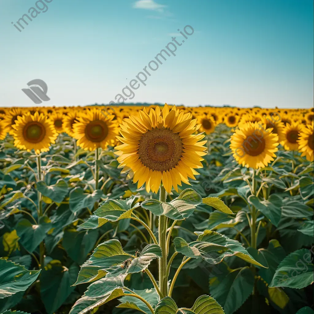 Field of sunflowers in full bloom under a clear blue sky - Image 1