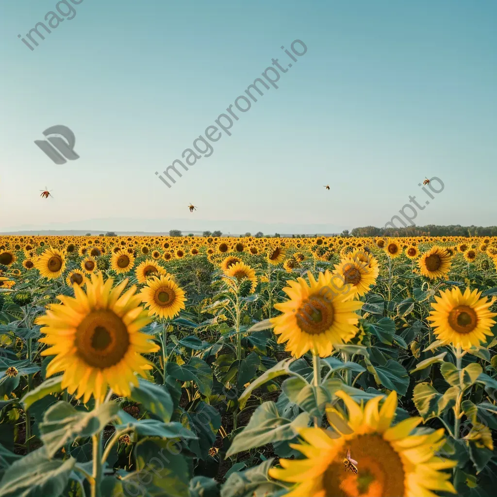 Field of sunflowers in full bloom under a clear blue sky - Image 2