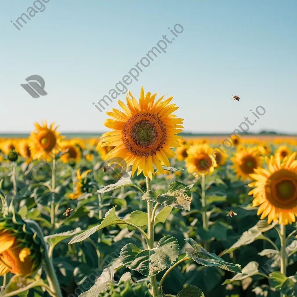 Field of sunflowers in full bloom under a clear blue sky - Image 3