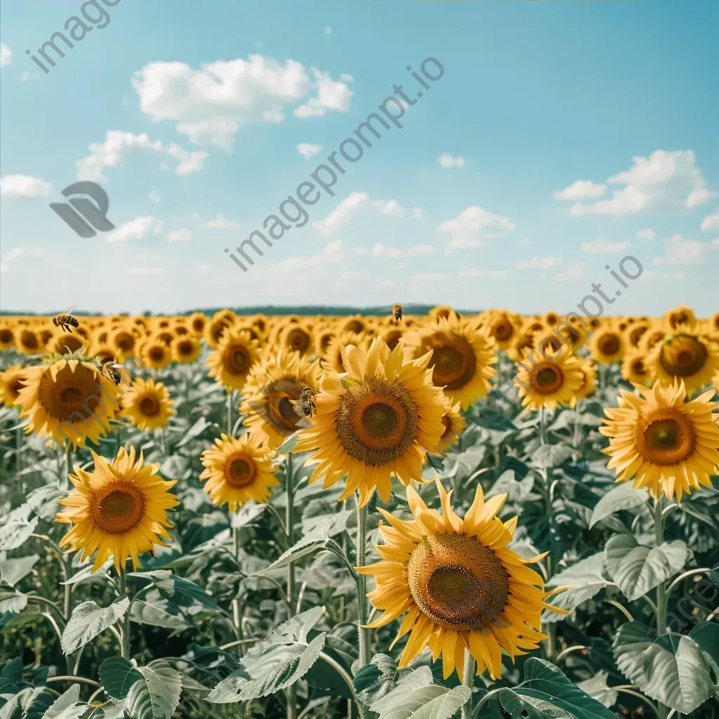 Field of sunflowers in full bloom under a clear blue sky - Image 4