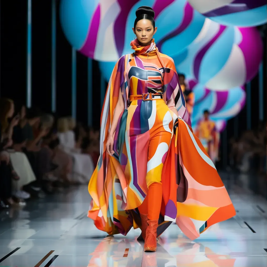 Colorful avant-garde fashion runway scene - Image 1