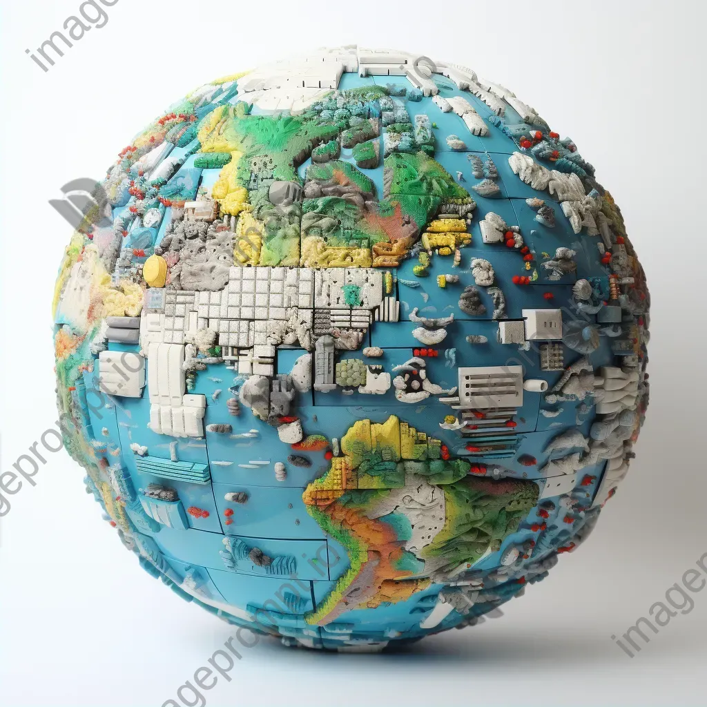 Pixelated representation of a globe formed by discarded plastic, exposing global waste crisis - Image 2