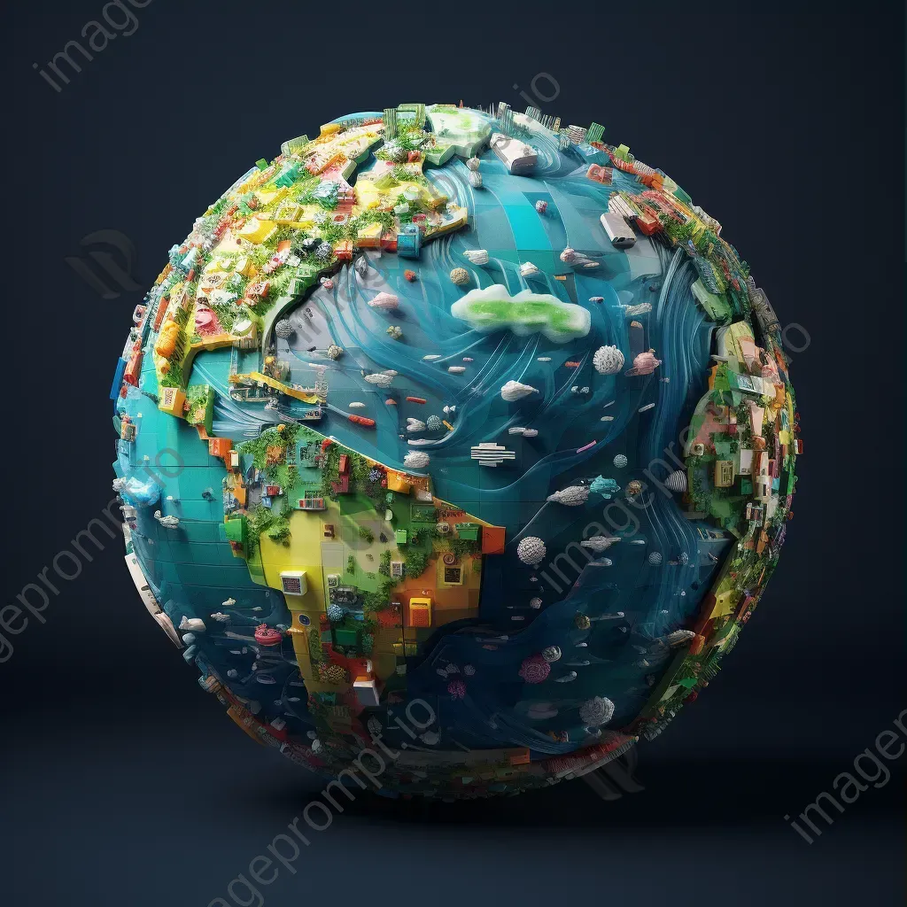 Pixelated representation of a globe formed by discarded plastic, exposing global waste crisis - Image 3