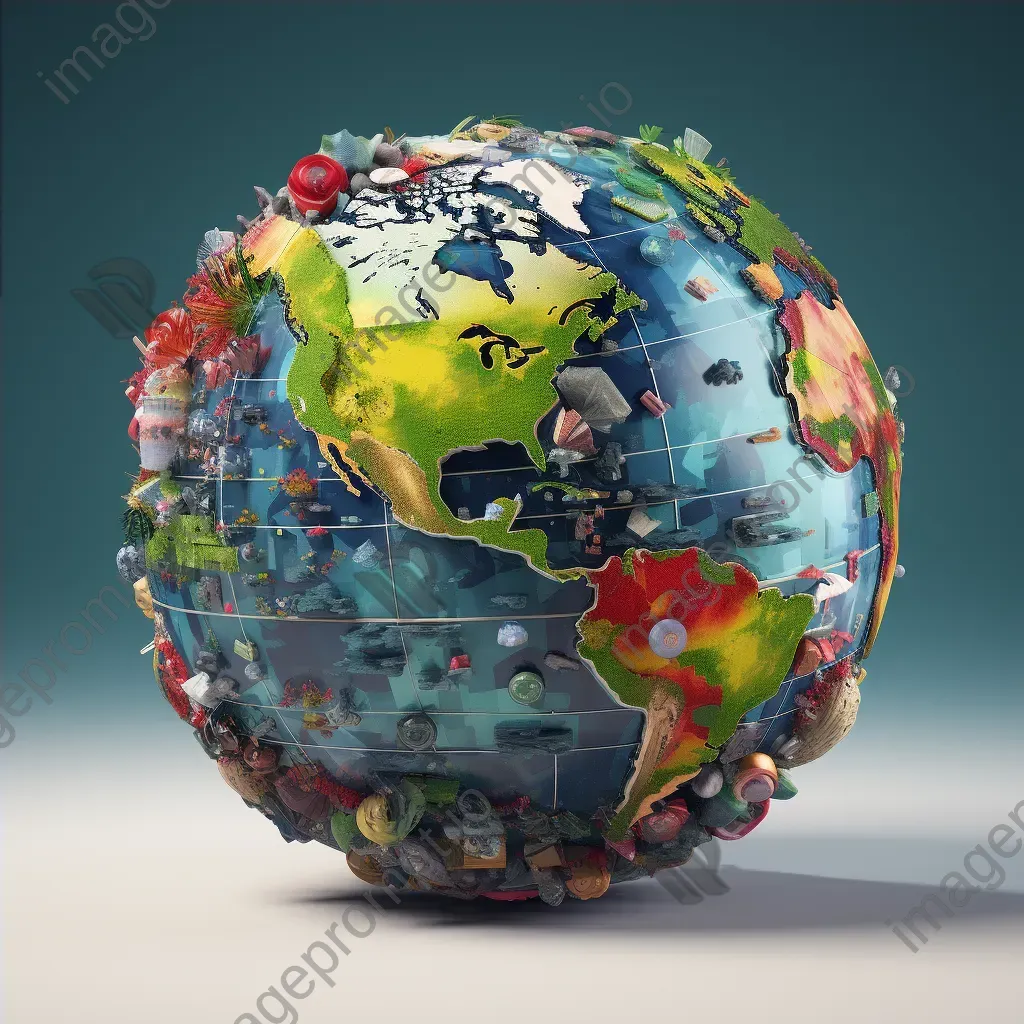 Pixelated representation of a globe formed by discarded plastic, exposing global waste crisis - Image 4