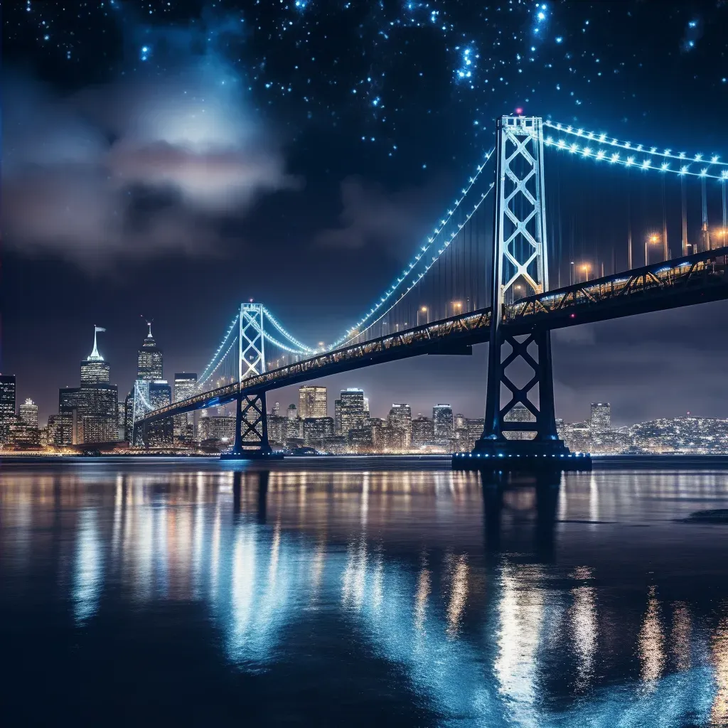 San Francisco Bay Bridge night - Image 4