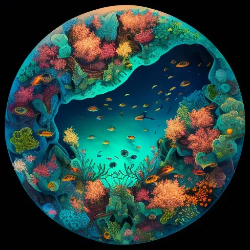 Image of a vibrant coral atoll with sparkling clear waters revealing teeming marine life below - Image 3