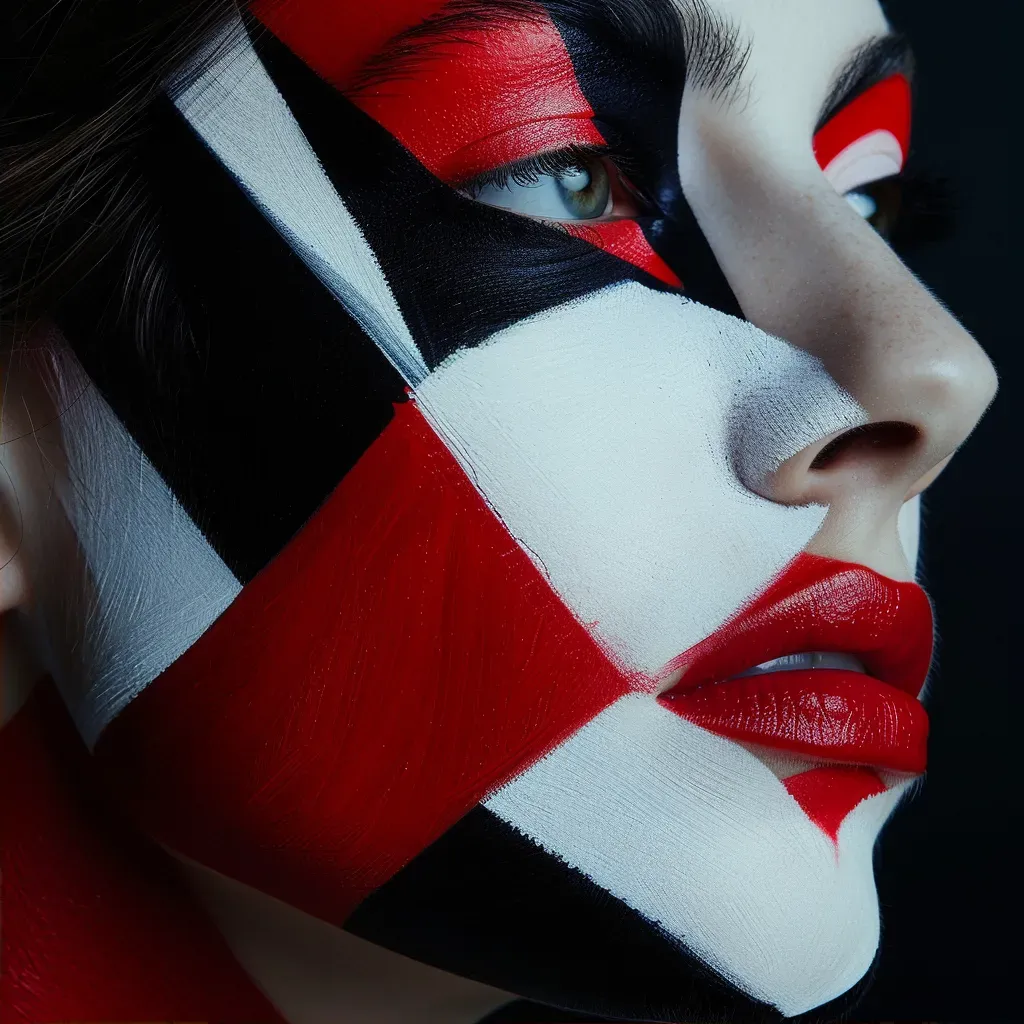 Extreme close-up of abstract geometric makeup design - Image 2