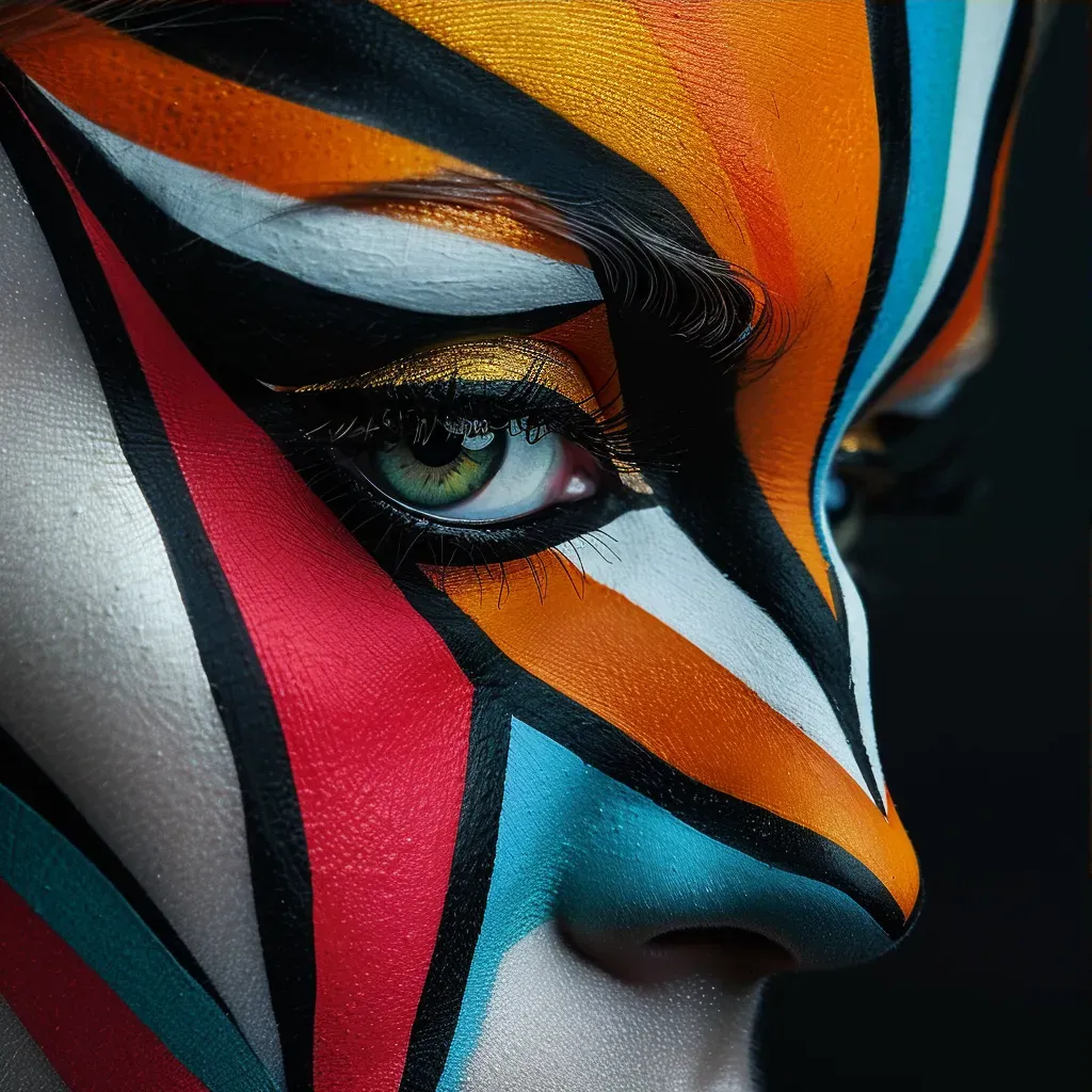 Extreme close-up of abstract geometric makeup design - Image 3