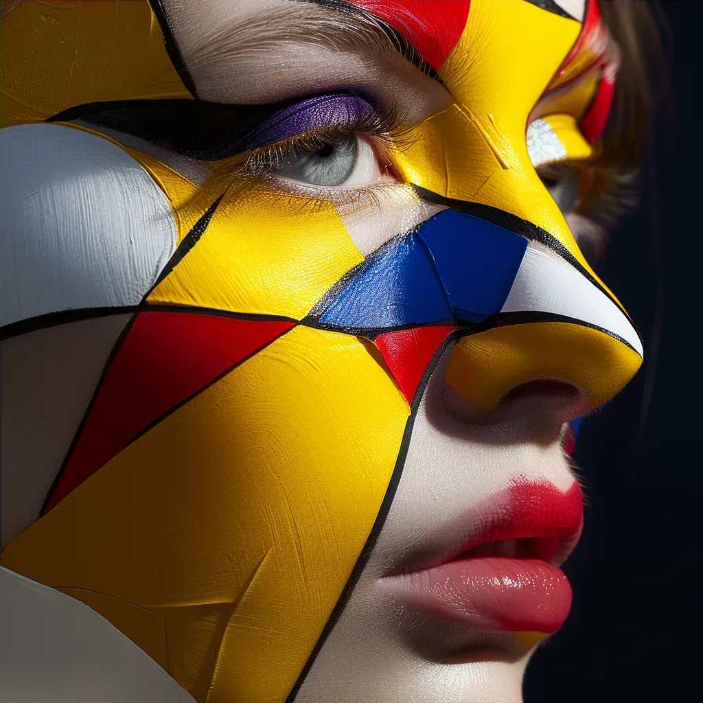 Extreme close-up of abstract geometric makeup design - Image 4