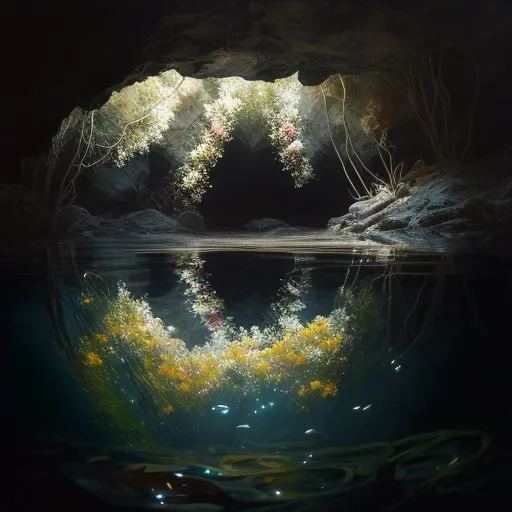 Image of a sunlit cave with clear water pool - Image 3