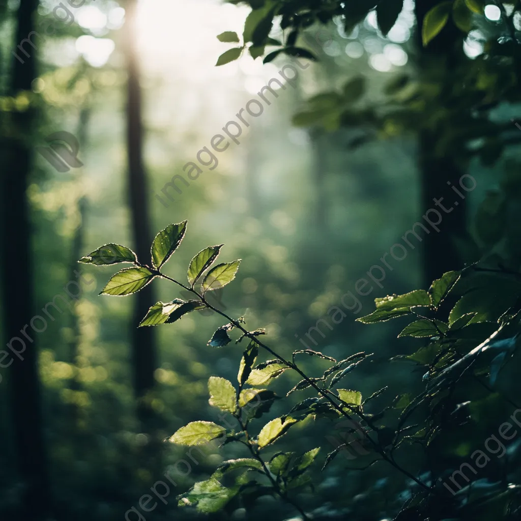 Blurred forest with soft sunlight filtering through leaves - Image 3